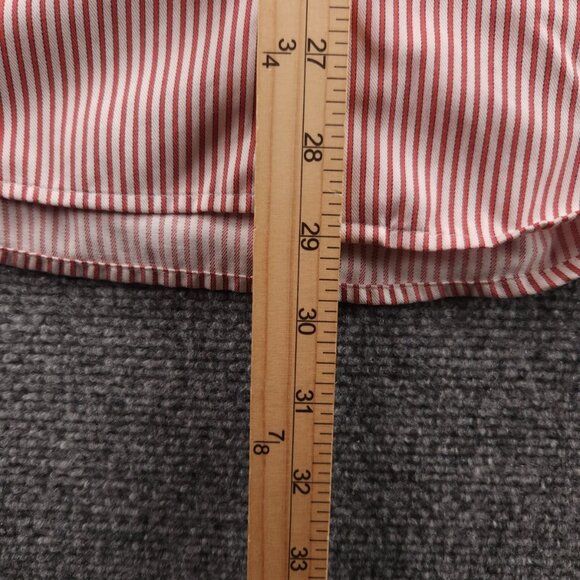 Eton Wrinkle Free Striped Cotton 15.5 Red Shirt Button Up Convertible Cuff Men - Picture 15 of 16